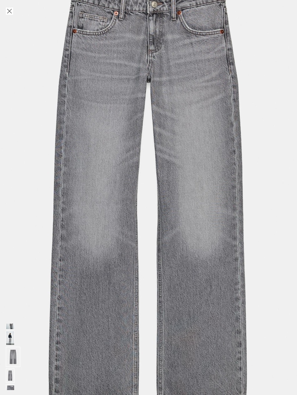 NWT Zara Wide-Leg low-Rise Jeans in Gray Wash
